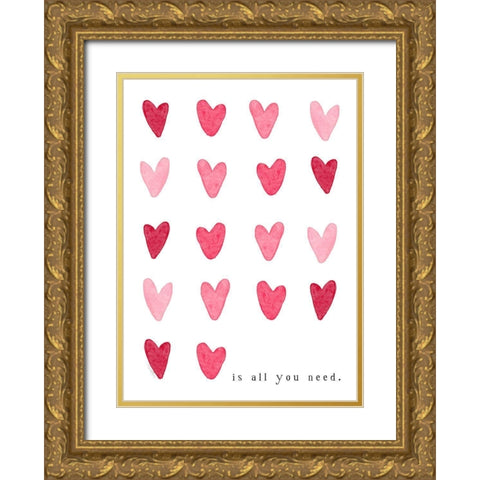 Hearts Gold Ornate Wood Framed Art Print with Double Matting by Tyndall, Elizabeth