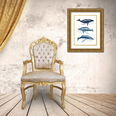 Three Whales Gold Ornate Wood Framed Art Print with Double Matting by Tyndall, Elizabeth