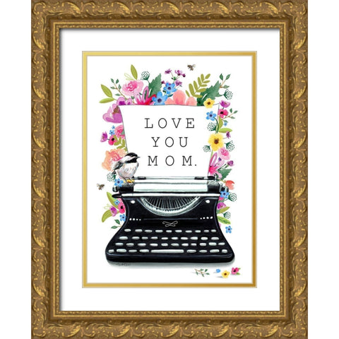 Love You-Mom Gold Ornate Wood Framed Art Print with Double Matting by Tyndall, Elizabeth