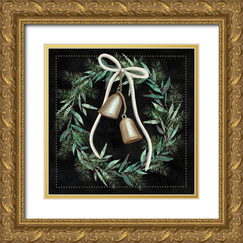 Holiday Bells Gold Ornate Wood Framed Art Print with Double Matting by Tyndall, Elizabeth