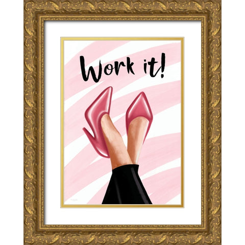 Work It! Gold Ornate Wood Framed Art Print with Double Matting by Tyndall, Elizabeth