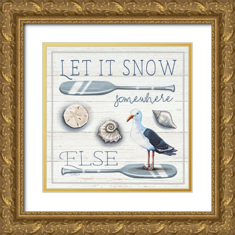 Let It Snow Gold Ornate Wood Framed Art Print with Double Matting by Tyndall, Elizabeth