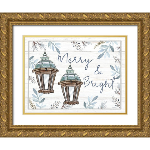 Merry and Bright Gold Ornate Wood Framed Art Print with Double Matting by Tyndall, Elizabeth