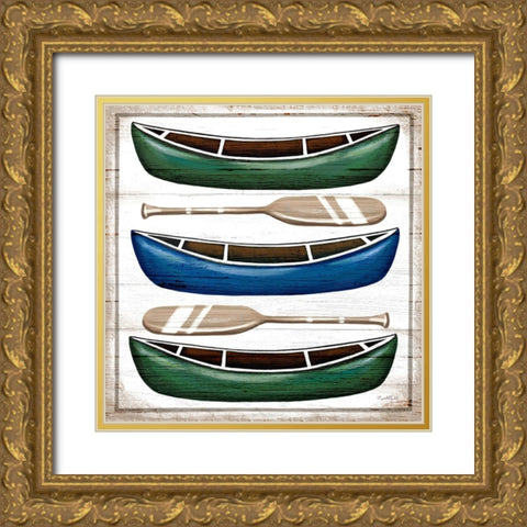 Canoes Gold Ornate Wood Framed Art Print with Double Matting by Tyndall, Elizabeth