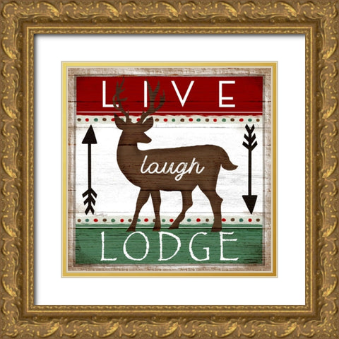 Live, Laugh, Lodge Gold Ornate Wood Framed Art Print with Double Matting by Tyndall, Elizabeth