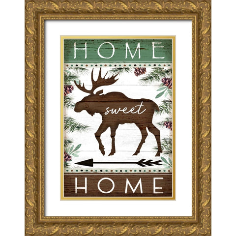 Home Sweet Home Gold Ornate Wood Framed Art Print with Double Matting by Tyndall, Elizabeth