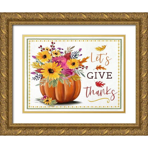 Lets Give Thanks Gold Ornate Wood Framed Art Print with Double Matting by Tyndall, Elizabeth