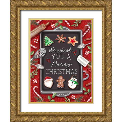 Whisk You a Merry Christmas Gold Ornate Wood Framed Art Print with Double Matting by Tyndall, Elizabeth
