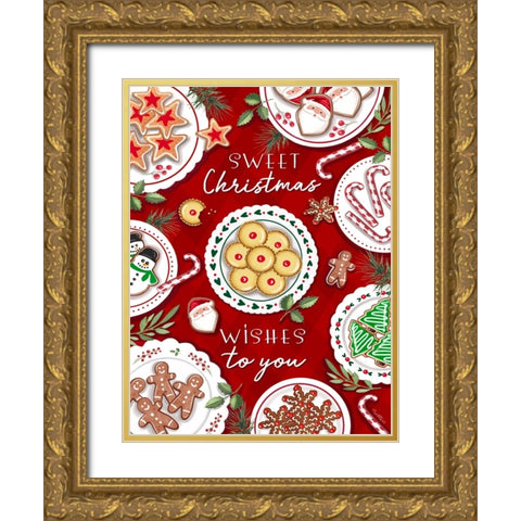 Sweet Christmas Wishes Gold Ornate Wood Framed Art Print with Double Matting by Tyndall, Elizabeth