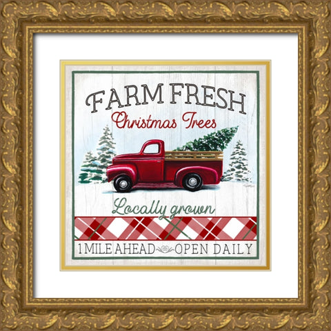 Farm Fresh Christmas Trees Gold Ornate Wood Framed Art Print with Double Matting by Tyndall, Elizabeth