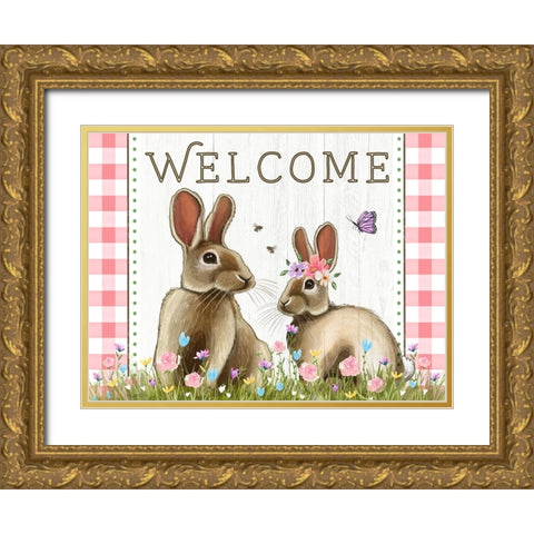 Welcome Gold Ornate Wood Framed Art Print with Double Matting by Tyndall, Elizabeth