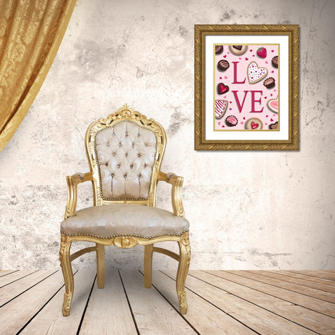 Love and Chocolate Gold Ornate Wood Framed Art Print with Double Matting by Tyndall, Elizabeth