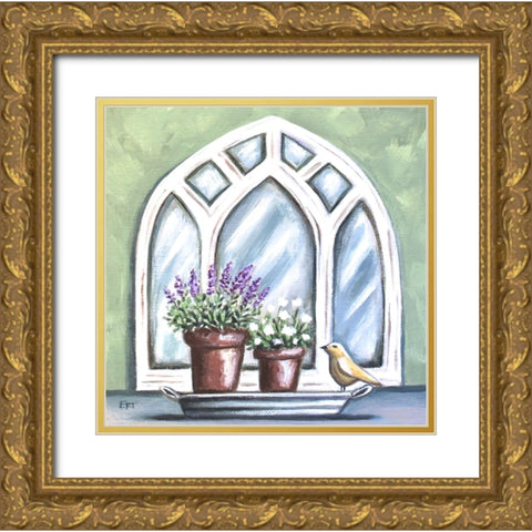 Window Planter Gold Ornate Wood Framed Art Print with Double Matting by Tyndall, Elizabeth