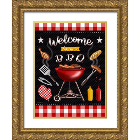 BBQ Grill II Gold Ornate Wood Framed Art Print with Double Matting by Tyndall, Elizabeth
