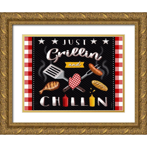 BBQ Grill III Gold Ornate Wood Framed Art Print with Double Matting by Tyndall, Elizabeth