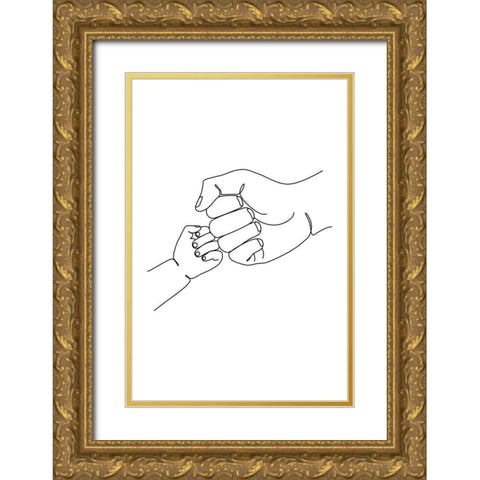 Baby Fist Bump Gold Ornate Wood Framed Art Print with Double Matting by JJ Design House