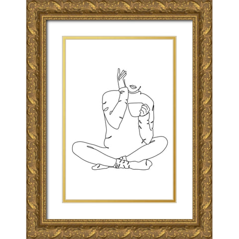Crossed Legs Gold Ornate Wood Framed Art Print with Double Matting by JJ Design House