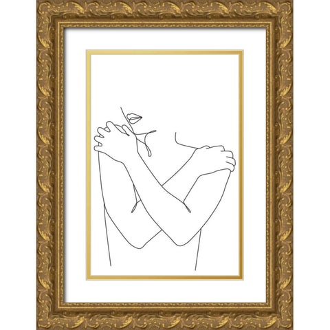Nude II Gold Ornate Wood Framed Art Print with Double Matting by JJ Design House