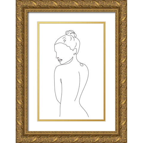 Nude III Gold Ornate Wood Framed Art Print with Double Matting by JJ Design House
