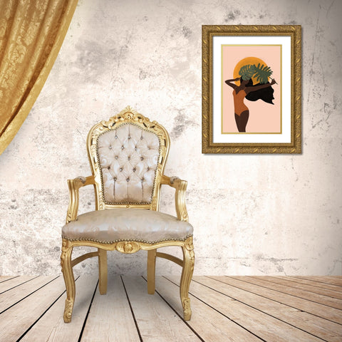 Botanical Babe II Gold Ornate Wood Framed Art Print with Double Matting by JJ Design House