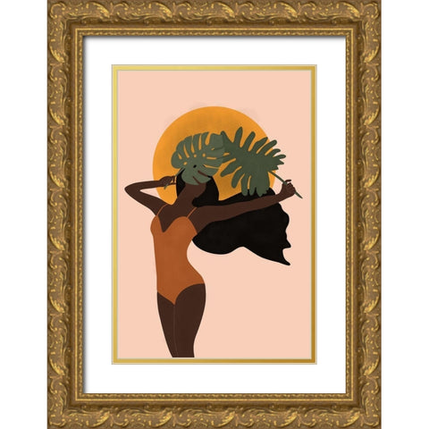 Botanical Babe II Gold Ornate Wood Framed Art Print with Double Matting by JJ Design House
