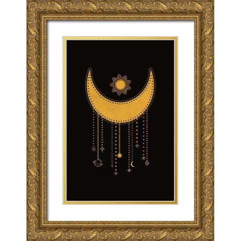 Moon Catcher Gold Ornate Wood Framed Art Print with Double Matting by JJ Design House