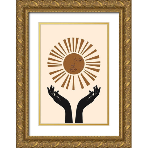 Sun Beam Gold Ornate Wood Framed Art Print with Double Matting by JJ Design House