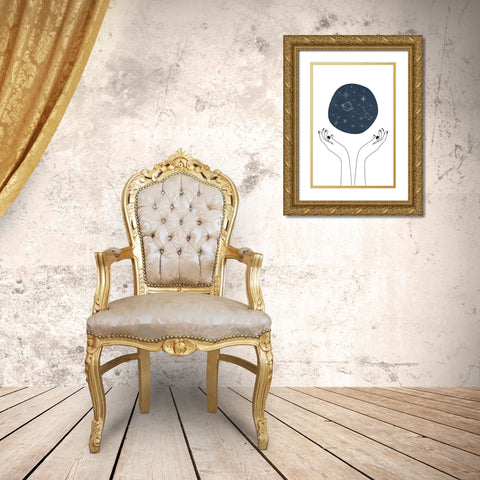 Hand and Stars Gold Ornate Wood Framed Art Print with Double Matting by JJ Design House