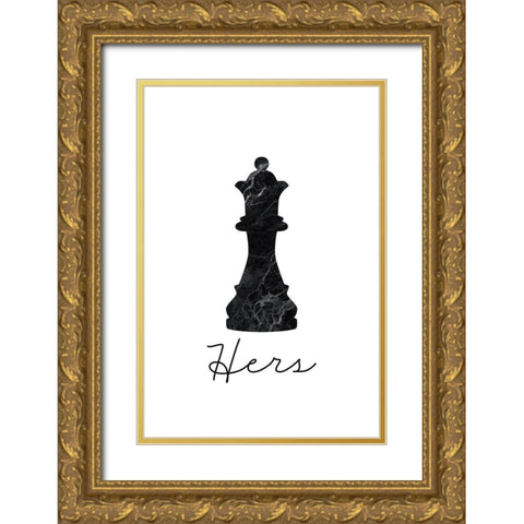 Hers Gold Ornate Wood Framed Art Print with Double Matting by JJ Design House