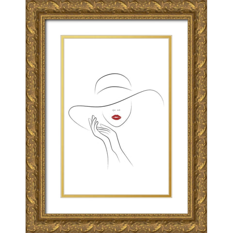 Hat Couture Gold Ornate Wood Framed Art Print with Double Matting by JJ Design House