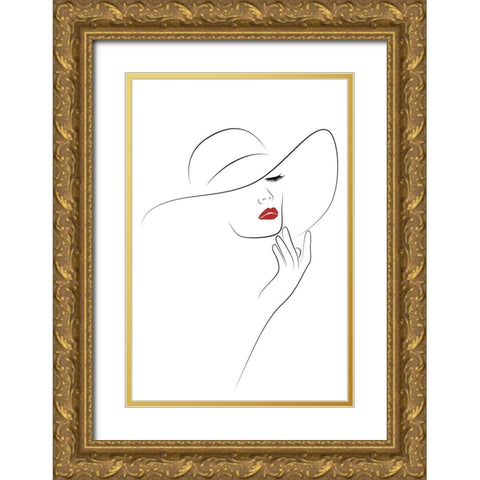 Hat Couture III Gold Ornate Wood Framed Art Print with Double Matting by JJ Design House