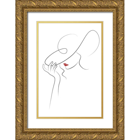 Hat Couture V Gold Ornate Wood Framed Art Print with Double Matting by JJ Design House