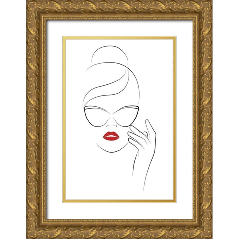 Good Face Gold Ornate Wood Framed Art Print with Double Matting by JJ Design House