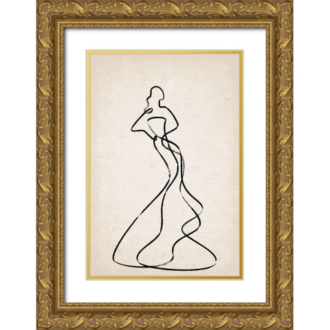 Couture II Gold Ornate Wood Framed Art Print with Double Matting by JJ Design House