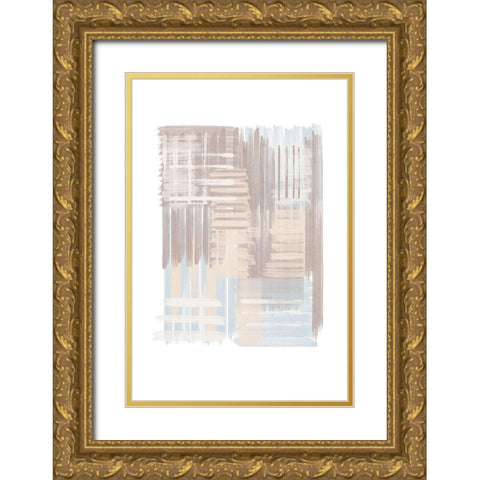 Blue Neutral Abstract II Gold Ornate Wood Framed Art Print with Double Matting by JJ Design House