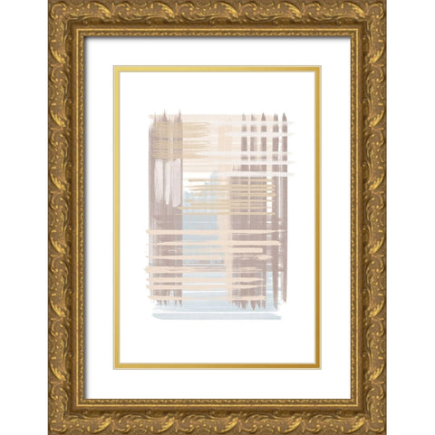 Blue Neutral Abstract III Gold Ornate Wood Framed Art Print with Double Matting by JJ Design House