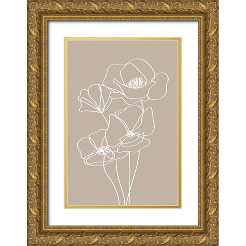 Pansies Gold Ornate Wood Framed Art Print with Double Matting by JJ Design House