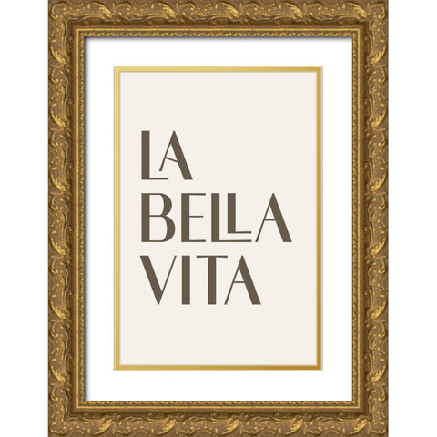 La Bella Vita Gold Ornate Wood Framed Art Print with Double Matting by JJ Design House