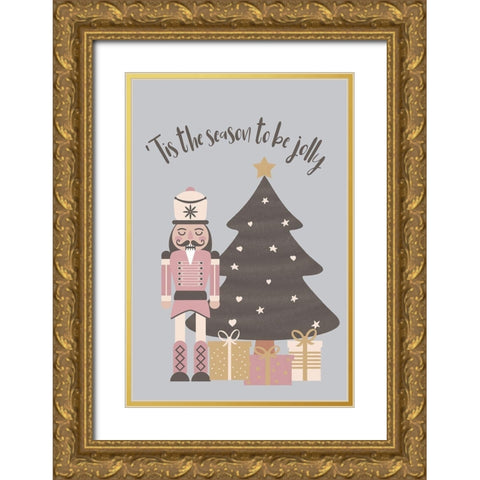 Tis the Season Gold Ornate Wood Framed Art Print with Double Matting by JJ Design House