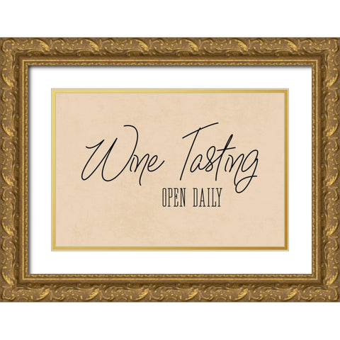Wine Tasting Gold Ornate Wood Framed Art Print with Double Matting by JJ Design House