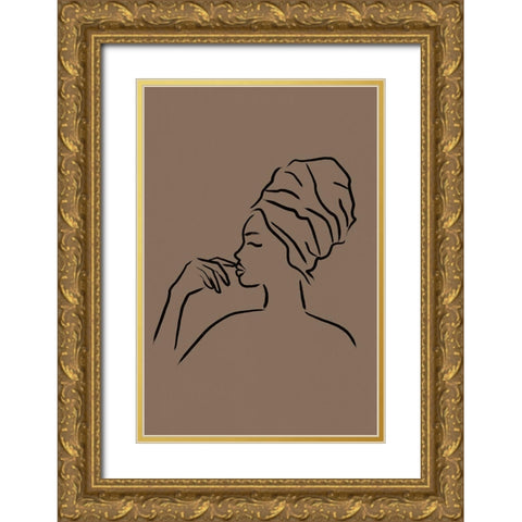 Contemplation Gold Ornate Wood Framed Art Print with Double Matting by JJ Design House
