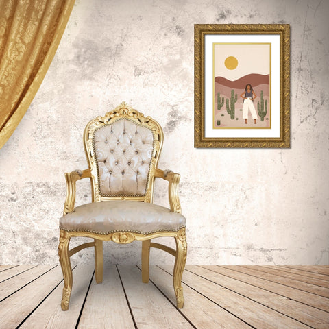 Desert Babe Gold Ornate Wood Framed Art Print with Double Matting by JJ Design House