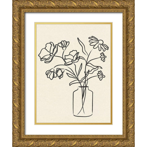 Flowers in Vase I Gold Ornate Wood Framed Art Print with Double Matting by JJ Design House