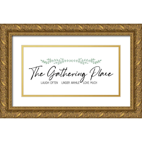 Gathering Place Gold Ornate Wood Framed Art Print with Double Matting by JJ Design House