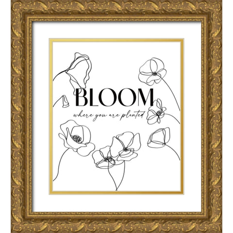 Bloom Gold Ornate Wood Framed Art Print with Double Matting by JJ Design House