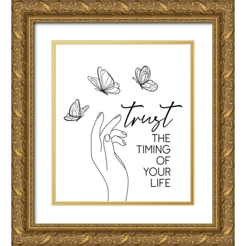 Trust Gold Ornate Wood Framed Art Print with Double Matting by JJ Design House