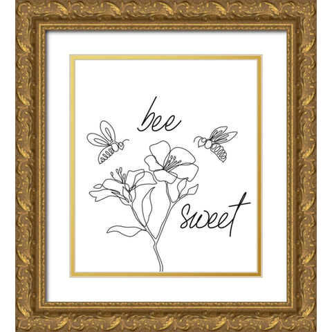 Bee Sweet Gold Ornate Wood Framed Art Print with Double Matting by JJ Design House