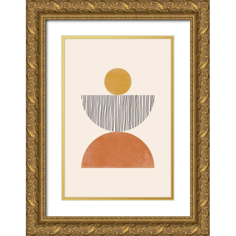 Midcentury Mod Gold Ornate Wood Framed Art Print with Double Matting by JJ Design House