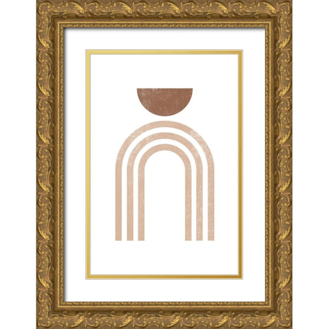 Geometric Rainbow Gold Ornate Wood Framed Art Print with Double Matting by JJ Design House