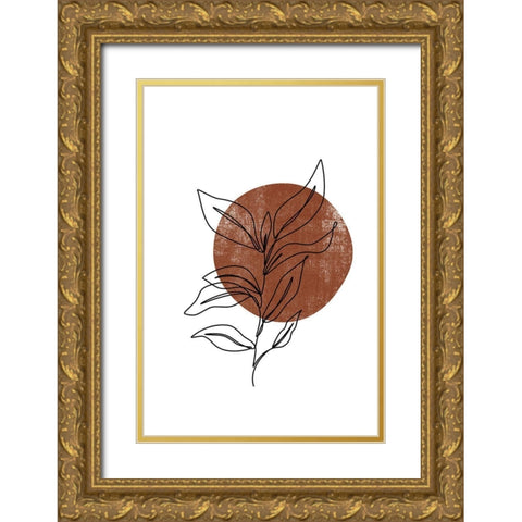 Flower Outline Gold Ornate Wood Framed Art Print with Double Matting by JJ Design House